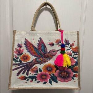 Hummingbird Jute Tote Bag
